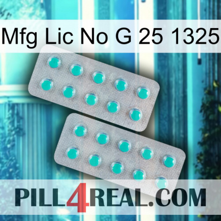 Mfg Lic No G 25 1325 29